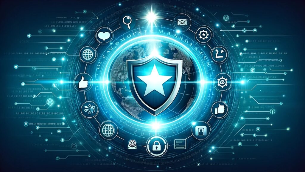 Digital shield and positive icons representing Online Reputation Management strategies for enhancing digital presence.